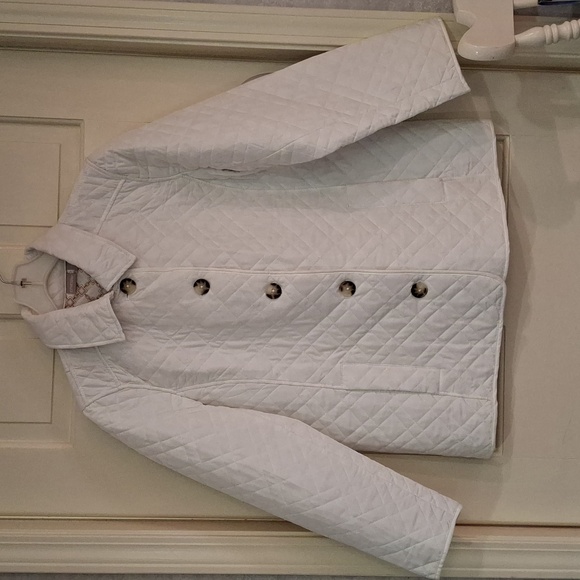 Chico's Jackets & Blazers - "CHICO'S" SZ. 2 (M) ( 12/16) White, quilted, button-down coat. Polyester. NWOT